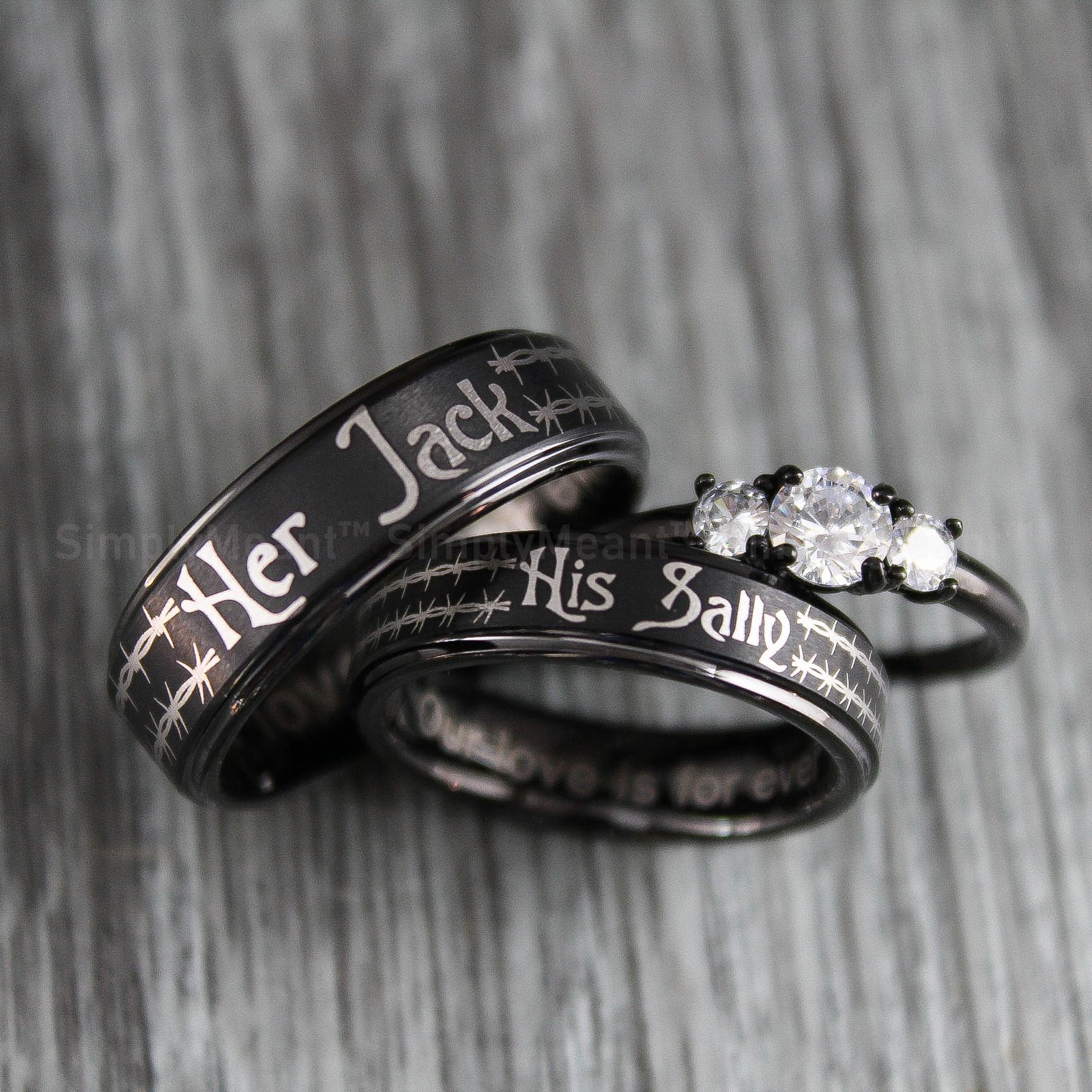 IMG_1595 Her Jack His Sally Rings, Simply Meant To Be Wedding Bands, Couple Rings - Image 5