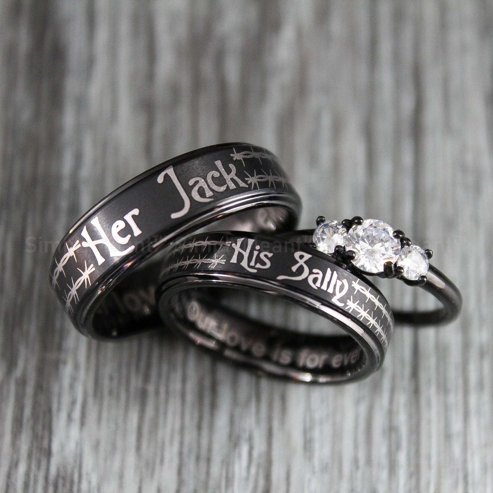 IMG_1597 Her Jack His Sally Rings, Simply Meant To Be Wedding Bands, Couple Rings - Image 1