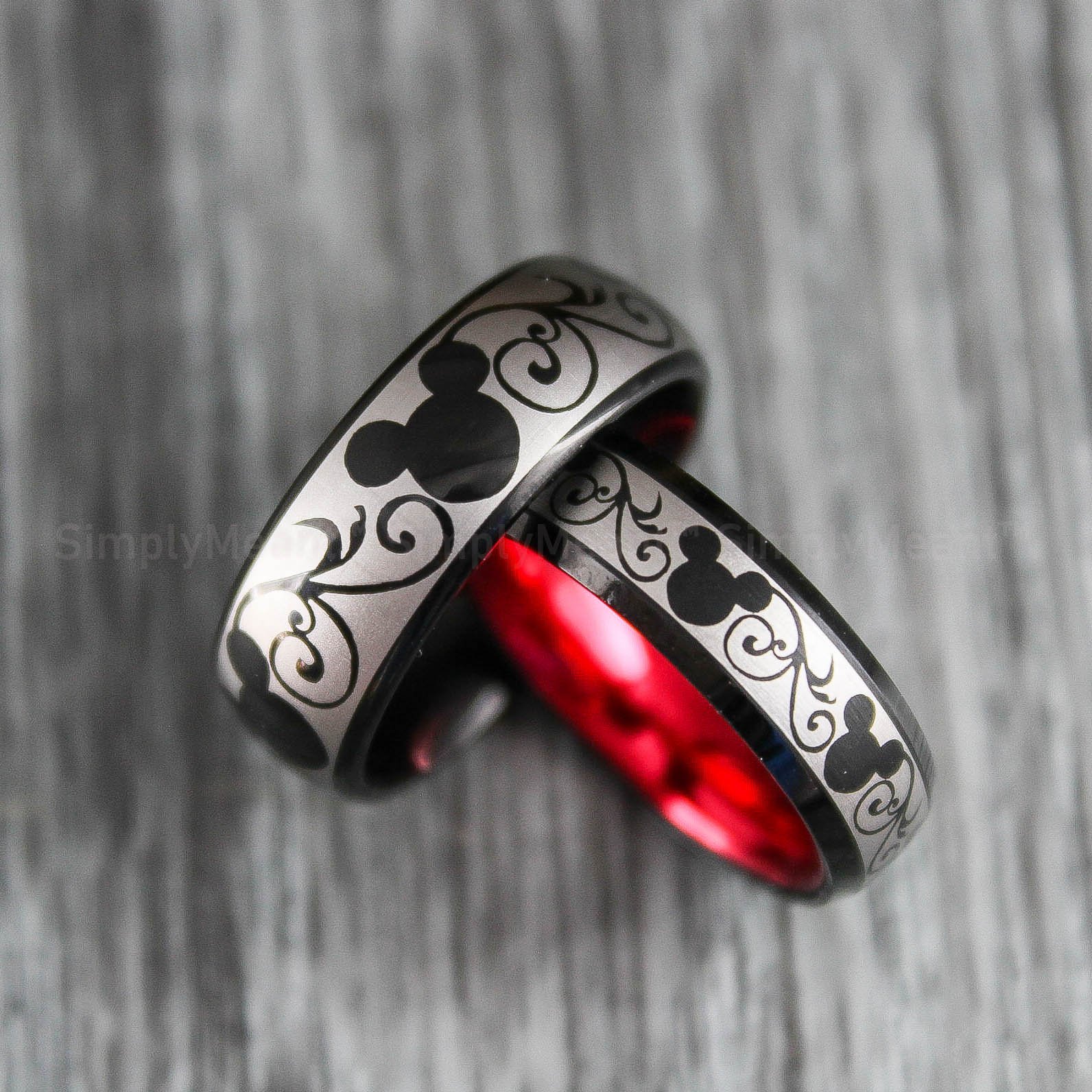 IMG_1620 Mickey Mouse Rings, Mickey Mouse Wedding Bands, Matching Couple Rings - Image 1