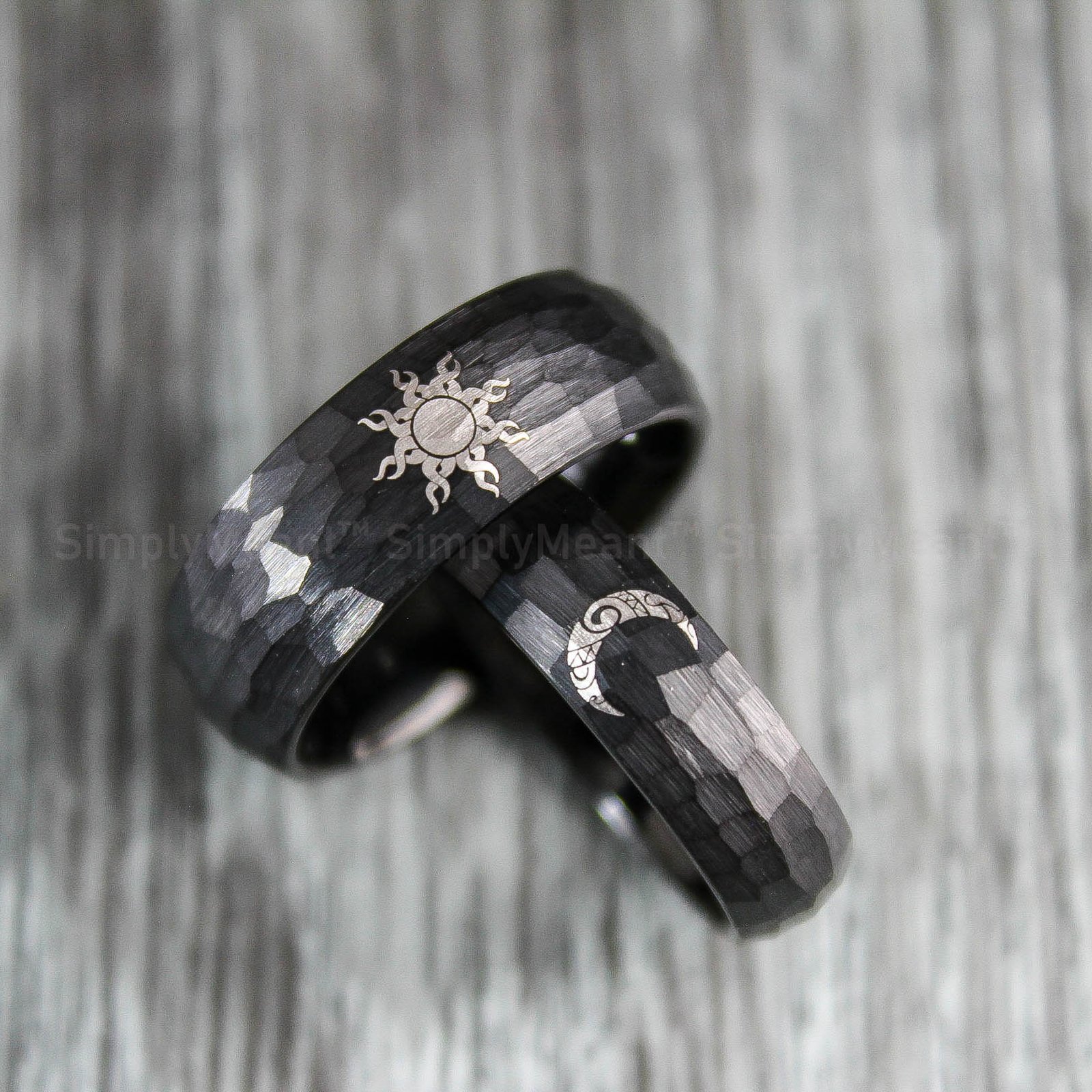 IMG_1666 Sun and Moon Rings, Sun and Moon Wedding Bands, Sun and Moon Jewelry, Couple Rings - Image 4