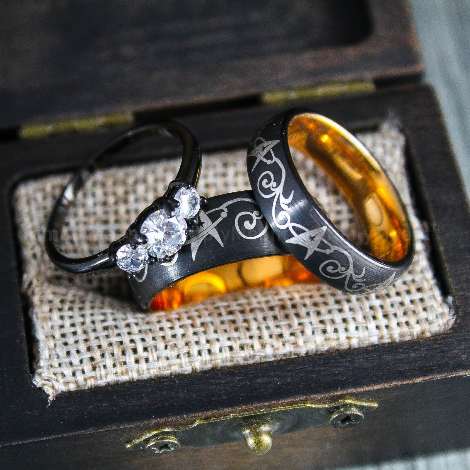 IMG_1703 Star Trek Wedding Rings, Starfleet  Wedding Rings, Starfleet Jewelry, Star Trek Rings - Image 1