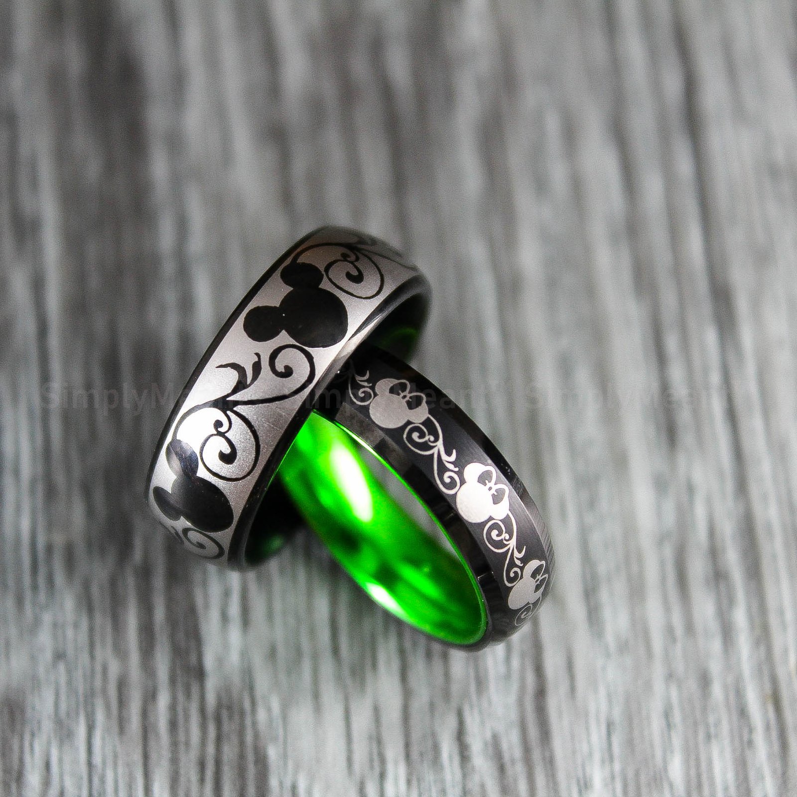 IMG_1713 Mickey Mouse Rings, Mickey Mouse Wedding Bands, Matching Couple Rings - Image 1