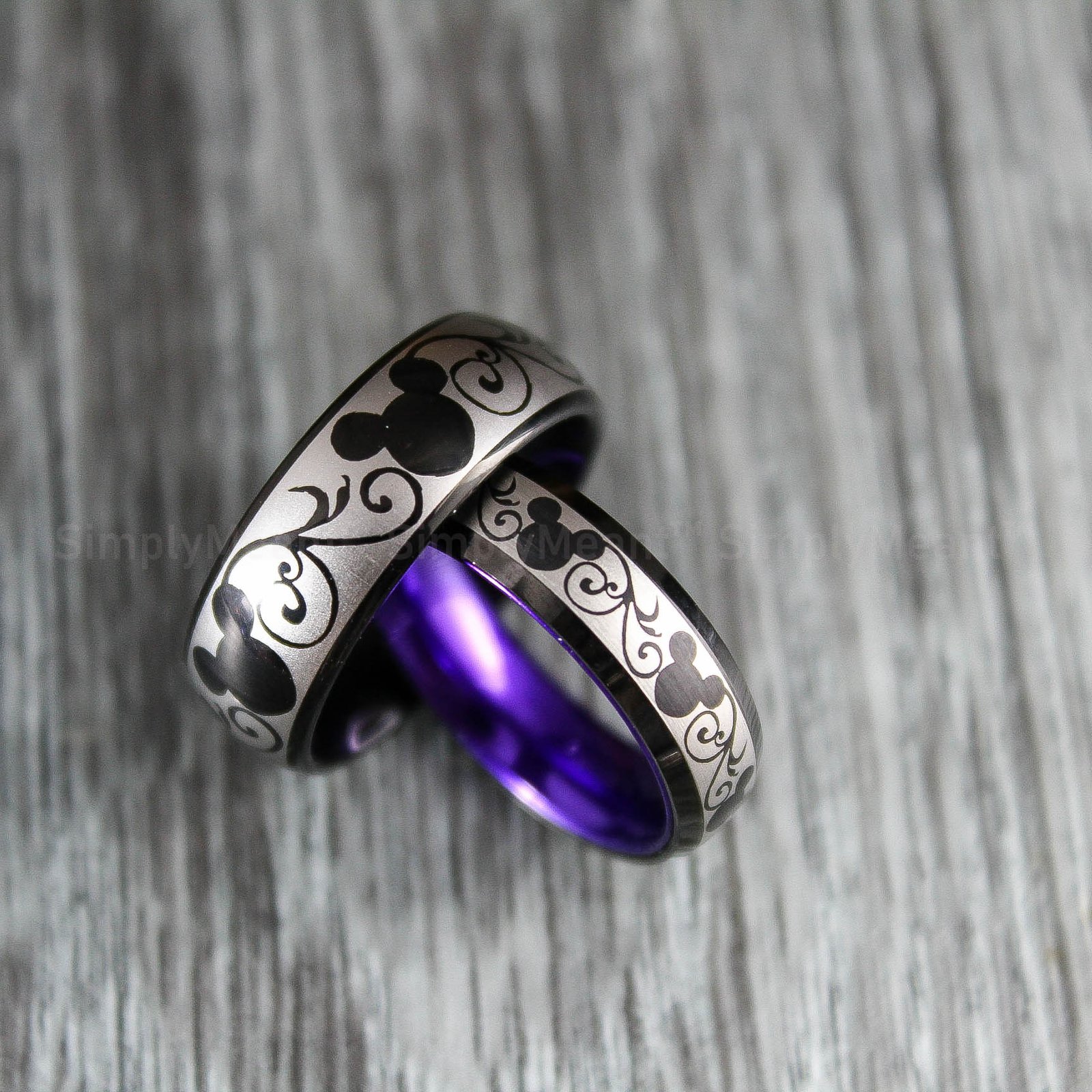 IMG_1714 Mickey Mouse Rings, Mickey Mouse Wedding Bands, Matching Couple Rings - Image 1