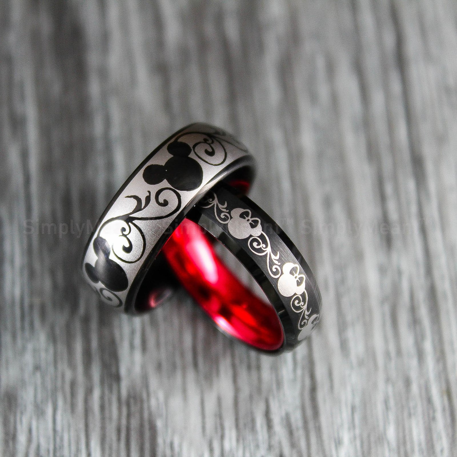 IMG_1716 Mickey Mouse Rings, Mickey Mouse Wedding Bands, Matching Couple Rings - Image 1