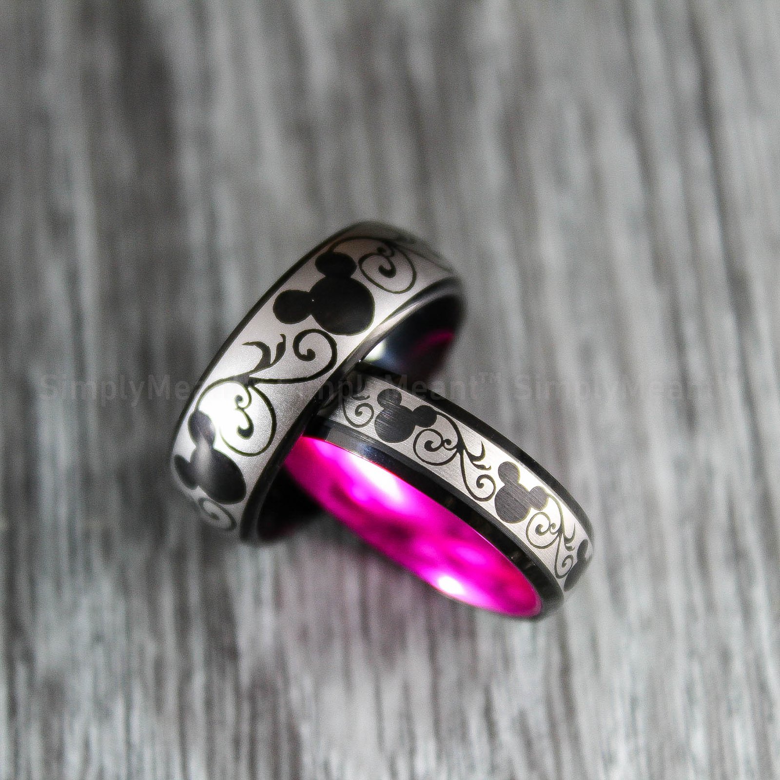 IMG_1717 Mickey Mouse Rings, Mickey Mouse Wedding Bands, Matching Couple Rings - Image 1