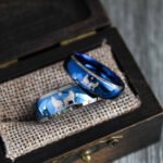 Wolves Rings, Howling Wolves Wedding Bands, Wolf Jewelry, Blue Wedding Bands