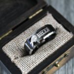 Football Ring, Football Wedding Band, Football Jewelry, Black Wedding Band