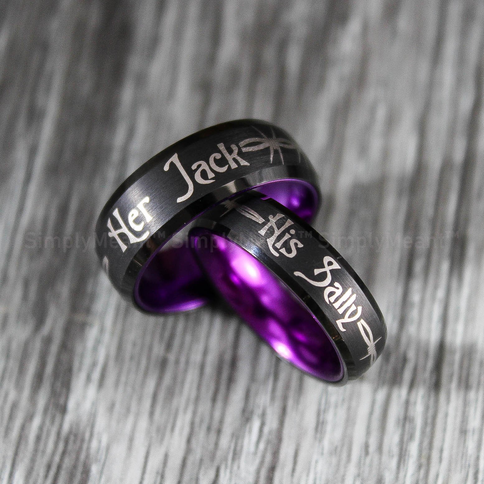IMG_1782 Her Jack His Sally Rings, Simply Meant To Be Wedding Bands, Couple Rings - Image 3