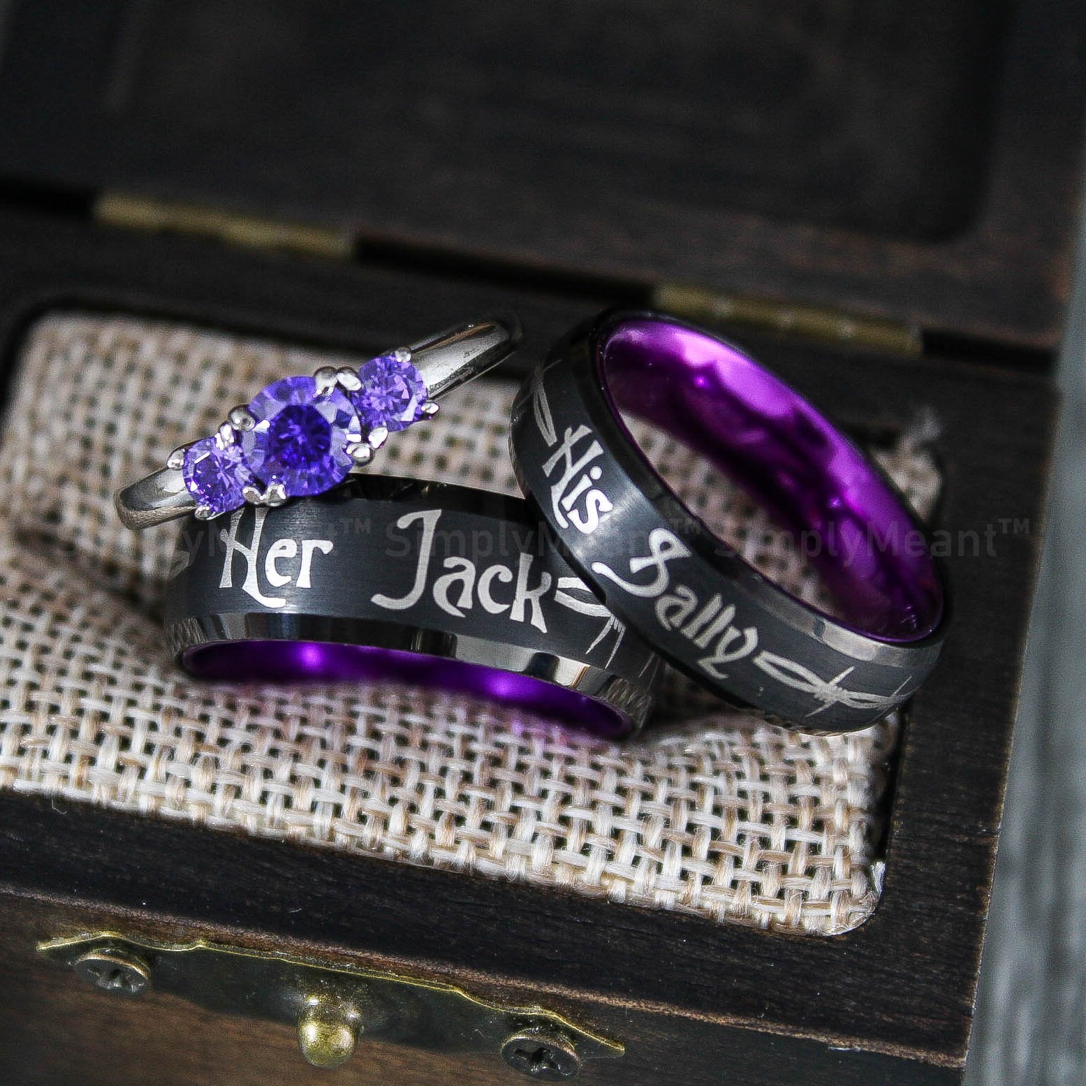 IMG_1783 Her Jack His Sally Rings, Simply Meant To Be Wedding Bands, Couple Rings - Image 1