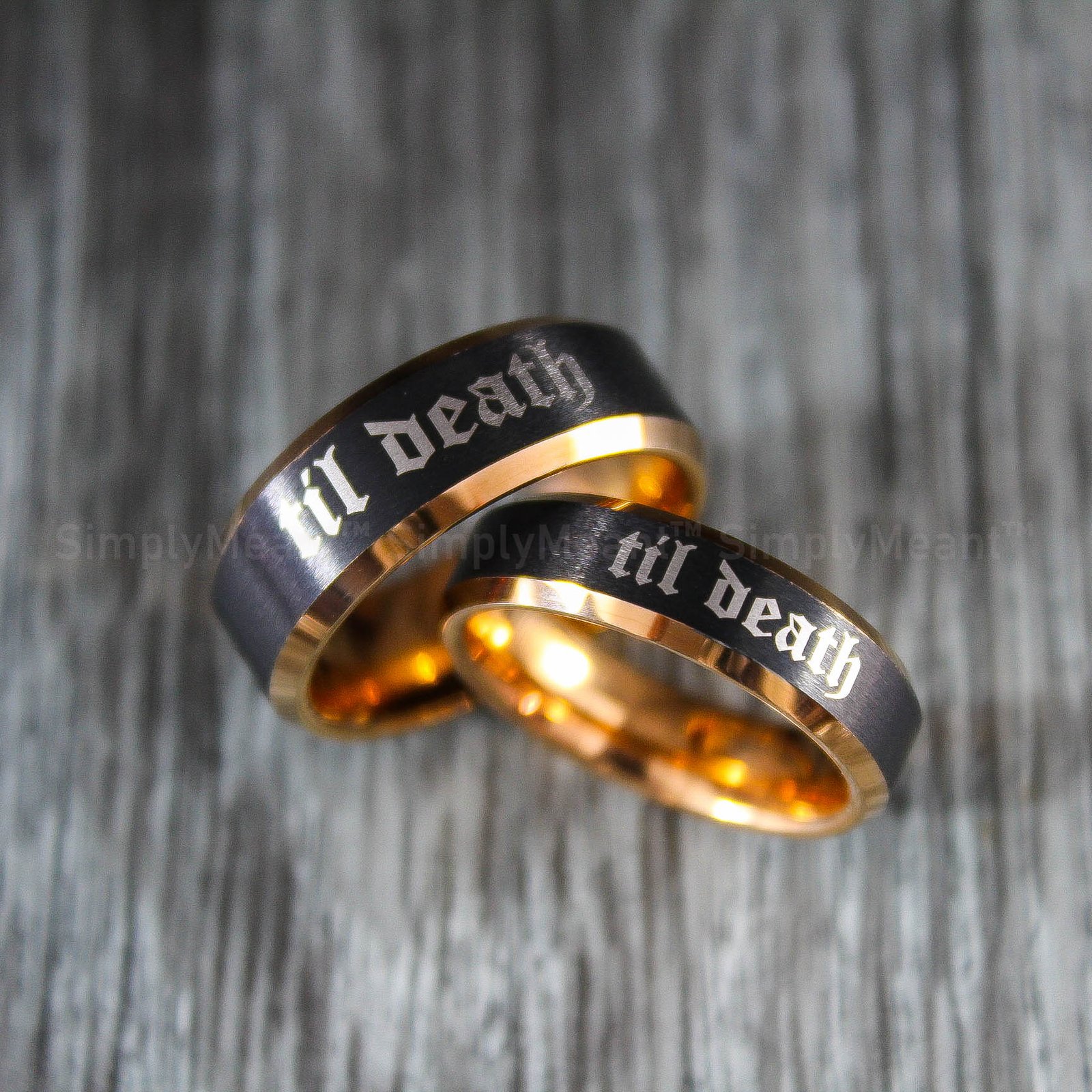 IMG_1853 Til Death Rings, Black Wedding Bands, Couple Ring Set, Matching Couple Rings - Image 3