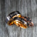 Til Death Rings, Black Wedding Bands, Couple Ring Set, Matching Couple Rings