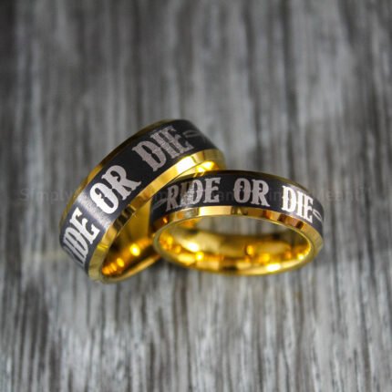 Ride or Die Rings, Black Wedding Bands, Couple Ring Set, Matching Couple Rings