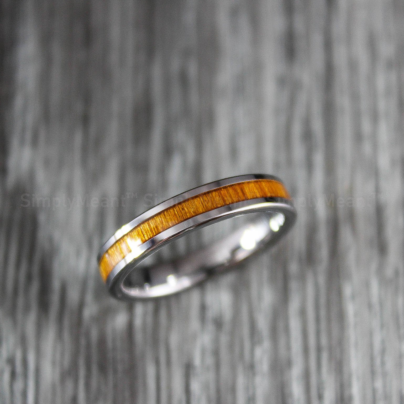 IMG_1879 Wood Ring, Wood Wedding Band, 4mm Silver Tungsten Wedding Band, Wood Wedding Ring - Image 1
